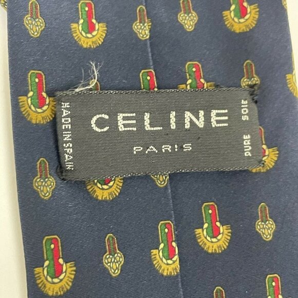 Celine Paris Men's Blue‎ Men's Necktie 100% Silk - Picture 5 of 7